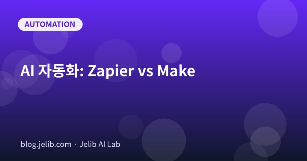 Zapier와 Make 자동화 도구를 비교한 글의 대표 이미지