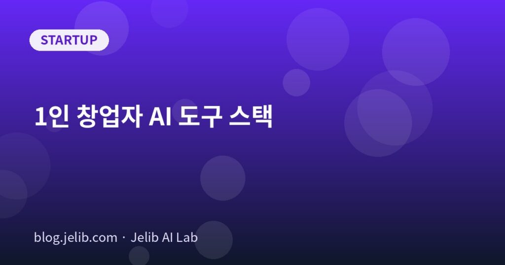 1인 창업자가 기획·콘텐츠·디자인·자동화 역할별로 AI 도구를 조합해 쓰는 방법을 설명하는 대표 이미지